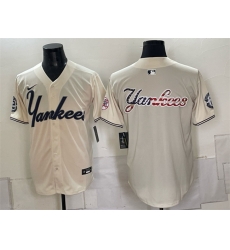 Men New York Yankees Team Big Logo Cream Limited Stitched Baseball Jersey 003 Men New York Yankees Team Big Logo Cream Limited Stitched Baseball Jersey 003