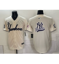 Men New York Yankees Team Big Logo Cream Limited Stitched Baseball Jersey Men New York Yankees Team Big Logo Cream Limited Stitched Baseball Jersey