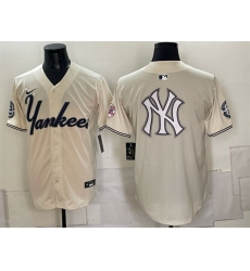 Men New York Yankees Team Big Logo Cream Limited Stitched Baseball Jerseys Men New York Yankees Team Big Logo Cream Limited Stitched Baseball Jerseys