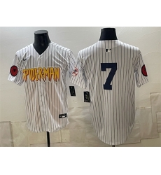 Men New York Yankees X Spider Man  7 Mickey Mantle White Limited Stitched Baseball Jersey