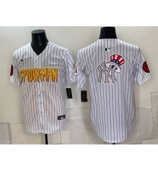 Men New York Yankees X Spider Man Team Big Logo White Limited Stitched Baseball Jersey Men New York Yankees X Spider Man Team Big Logo White Limited Stitched Baseball Jersey