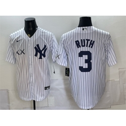 Men New York Yankees x KAWS  3 Babe Ruth White Stadium Stitched Baseball Jersey