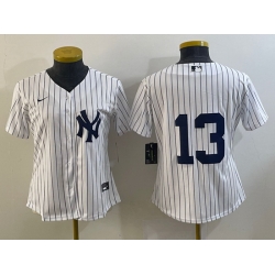 Women New York Yankees 13 Alex Rodriguez White Cool Base Stitched Jersey