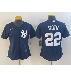 Women New York Yankees 22 Juan Soto Navy Stitched Jersey 28Run Small 29