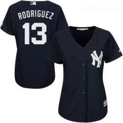 Womens Majestic New York Yankees 13 Alex Rodriguez Replica Navy Blue Alternate MLB Jersey