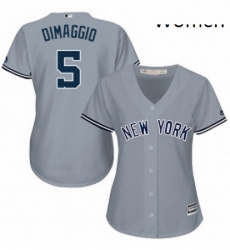 Womens Majestic New York Yankees 5 Joe DiMaggio Replica Grey Road MLB Jersey