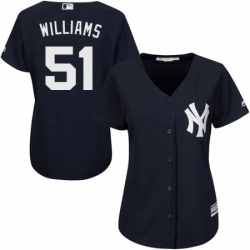 Womens Majestic New York Yankees 51 Bernie Williams Authentic Navy Blue Alternate MLB Jersey