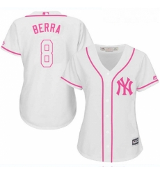 Womens Majestic New York Yankees 8 Yogi Berra Replica White Fashion Cool Base MLB Jersey