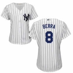 Womens Majestic New York Yankees 8 Yogi Berra Replica White Home MLB Jersey