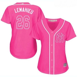 Yankees #26 DJ LeMahieu Pink Fashion Women Stitched Baseball Jersey