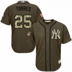 Youth Majestic New York Yankees 25 Gleyber Torres Authentic Green Salute to Service MLB Jersey 