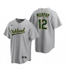 Men Oakland Athletics 12 Sean Murphy Grey Cool Base Stitched Jersey