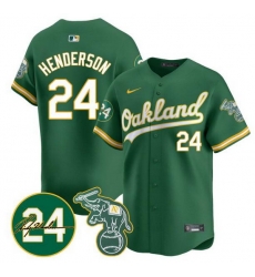 Men Oakland Athletics 24 Ricky Henderson Green 2024 Limited With Patch Stitched Jersey