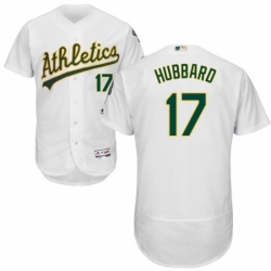 Mens Majestic Oakland Athletics 17 Glenn Hubbard White Home Flex Base Authentic Collection MLB Jersey