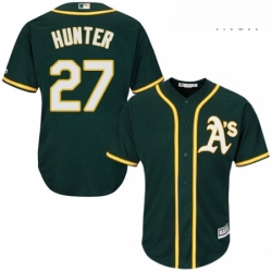 Mens Majestic Oakland Athletics 27 Catfish Hunter Replica Green Alternate 1 Cool Base MLB Jersey