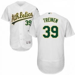 Mens Majestic Oakland Athletics 39 Blake Treinen White Home Flex Base Authentic Collection MLB Jersey