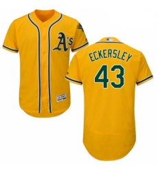 Mens Majestic Oakland Athletics 43 Dennis Eckersley Gold Alternate Flex Base Authentic Collection MLB Jersey