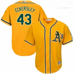 Mens Majestic Oakland Athletics 43 Dennis Eckersley Replica Gold Alternate 2 Cool Base MLB Jersey