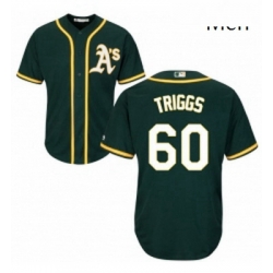 Mens Majestic Oakland Athletics 60 Andrew Triggs Replica Green Alternate 1 Cool Base MLB Jersey 