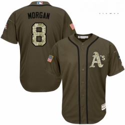 Mens Majestic Oakland Athletics 8 Joe Morgan Replica Green Salute to Service MLB Jersey