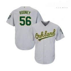 Mens Oakland Athletics 56 Fernando Rodney Replica Grey Road Cool Base Baseball Jersey 