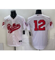 Men Philadelphia Phillies 12 Kyle Schwarber White 2026 Field of Dreams Stadium Stitched Baseball Jersey Men Philadelphia Phillies 12 Kyle Schwarber White 2026 Field of Dreams Stadium Stitched Baseball Jersey