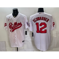 Men Philadelphia Phillies  12 Kyle Schwarber White 2026 Field of Dreams Stadium Stitched Baseball Jerseys