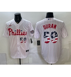 Men Philadelphia Phillies 59 Jhoan Duran White USA 250 Fourth of July Home Stitched Baseball Jersey Men Philadelphia Phillies 59 Jhoan Duran White USA 250 Fourth of July Home Stitched Baseball Jersey