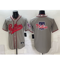 Men Philadelphia Phillies Team Big Logo Gray 2026 Field of Dreams Stadium Stitched Baseball Jersey Men Philadelphia Phillies Team Big Logo Gray 2026 Field of Dreams Stadium Stitched Baseball Jersey