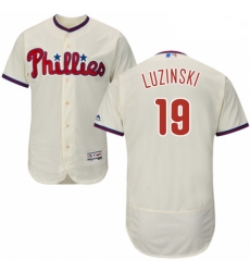 Mens Majestic Philadelphia Phillies 19 Greg Luzinski Cream Alternate Flex Base Authentic Collection MLB Jersey