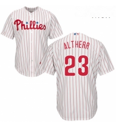 Mens Majestic Philadelphia Phillies 23 Aaron Altherr Replica WhiteRed Strip Home Cool Base MLB Jersey 