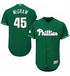 Mens Majestic Philadelphia Phillies 45 Tug McGraw Green Celtic Flexbase Authentic Collection MLB Jersey