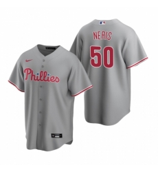 Mens Nike Philadelphia Phillies 50 Hector Neris Gray Road Stitched Baseball Jersey