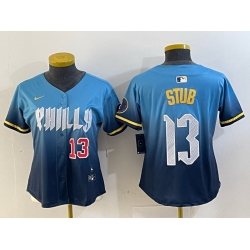 Women Philadelphia Phillies 13 Stub Blue 2024 City Connect Limited Stitched Baseball Jersey 1