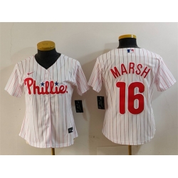 Women Philadelphia Phillies 16 Brandon Marsh White Stitched Baseball Jersey