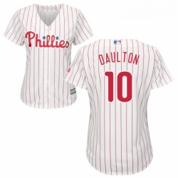 Womens Majestic Philadelphia Phillies 10 Darren Daulton Authentic WhiteRed Strip Home Cool Base MLB Jersey