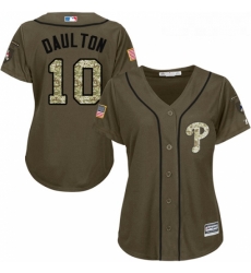 Womens Majestic Philadelphia Phillies 10 Darren Daulton Replica Green Salute to Service MLB Jersey