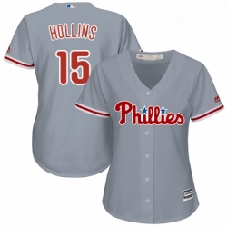 Womens Majestic Philadelphia Phillies 15 Dave Hollins Authentic Grey Road Cool Base MLB Jersey