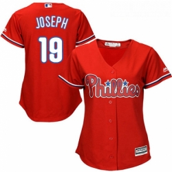 Womens Majestic Philadelphia Phillies 19 Tommy Joseph Replica Red Alternate Cool Base MLB Jersey 