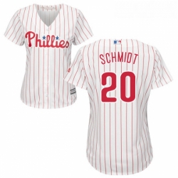 Womens Majestic Philadelphia Phillies 20 Mike Schmidt Authentic WhiteRed Strip Home Cool Base MLB Jersey