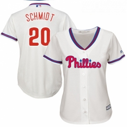 Womens Majestic Philadelphia Phillies 20 Mike Schmidt Replica Cream Alternate Cool Base MLB Jersey