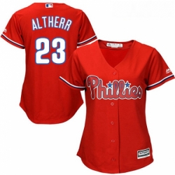 Womens Majestic Philadelphia Phillies 23 Aaron Altherr Authentic Red Alternate Cool Base MLB Jersey 