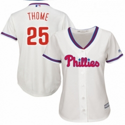 Womens Majestic Philadelphia Phillies 25 Jim Thome Replica Cream Alternate Cool Base MLB Jersey 