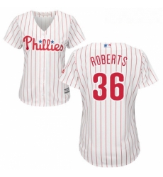 Womens Majestic Philadelphia Phillies 36 Robin Roberts Replica WhiteRed Strip Home Cool Base MLB Jersey