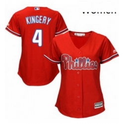 Womens Majestic Philadelphia Phillies 4 Scott Kingery Authentic Red Alternate Cool Base MLB Jersey 