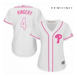 Womens Majestic Philadelphia Phillies 4 Scott Kingery Replica White Fashion Cool Base MLB Jersey 