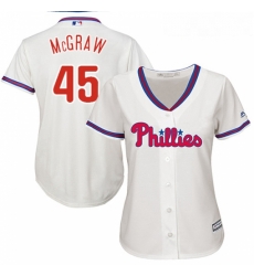 Womens Majestic Philadelphia Phillies 45 Tug McGraw Replica Cream Alternate Cool Base MLB Jersey