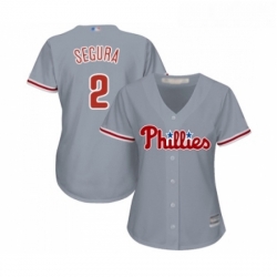 Womens Philadelphia Phillies 2 Jean Segura Replica Grey Road Cool Base Baseball Jersey 