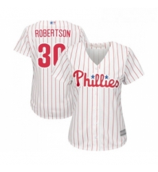 Womens Philadelphia Phillies 30 David Robertson Replica White Red Strip Home Cool Base Baseball Jersey 