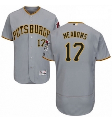 Mens Majestic Pittsburgh Pirates 17 Austin Meadows Grey Road Flex Base Authentic Collection MLB Jersey